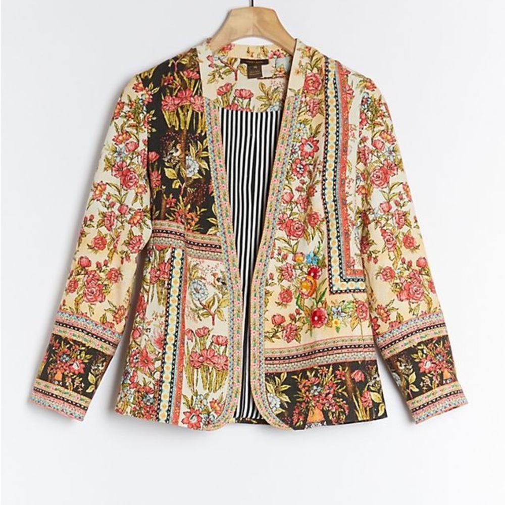 Anthropologie Vineet Bahl Lula Embroidered Blazer Jacket, XS